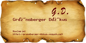 Grünsberger Dókus névjegykártya